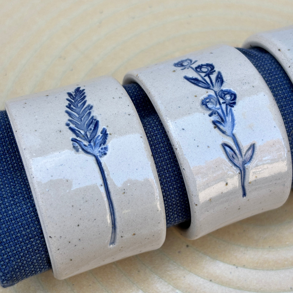 PRE-ORDER Servetring set van 4 - Botanicals blauw