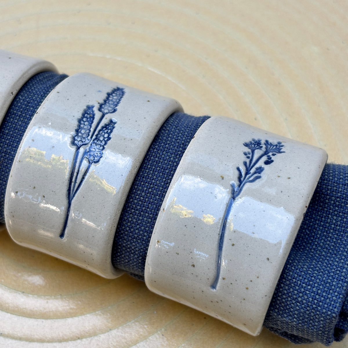 PRE-ORDER Servetring set van 4 - Botanicals blauw