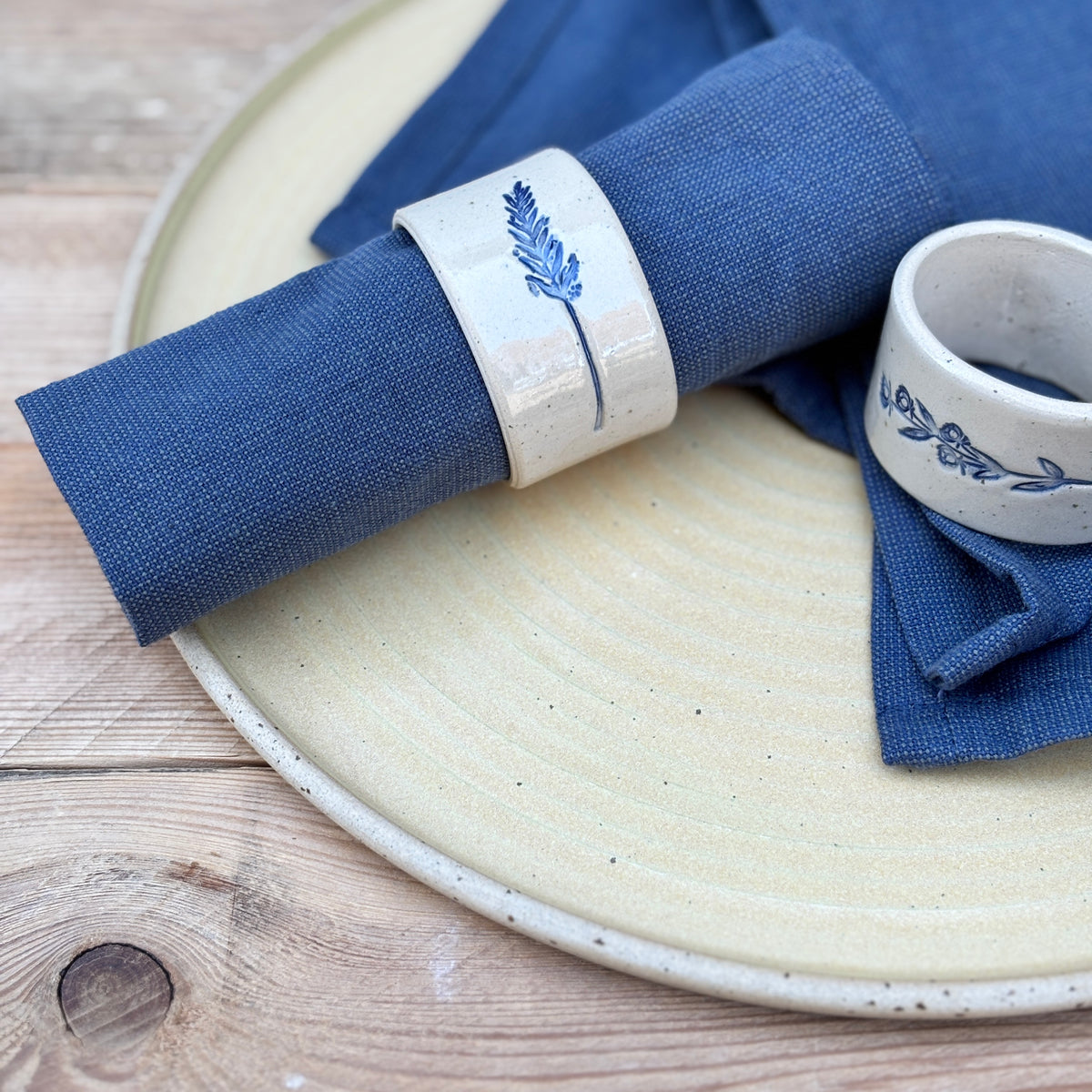 PRE-ORDER Servetring set van 4 - Botanicals blauw