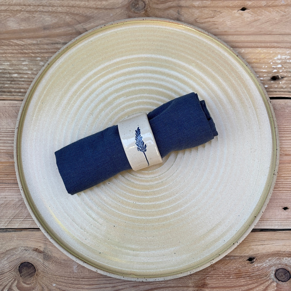 PRE-ORDER Servetring set van 4 - Botanicals blauw